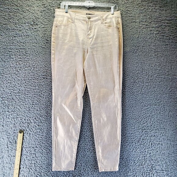 Versona Jeans Womens 29 Gold Shimmer Contemporary Metallic Stretch Skinny Denim - Picture 1 of 11